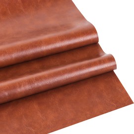 Faux Leather Sheets Smooth Surface One Yard Leather Fabric for DIY Crafting Thick Durable Synthetic Repholstery PU Leather Vinyl 36"x54" Large Size Upholstery Fabric (Light Brown, Cut by one Yard)