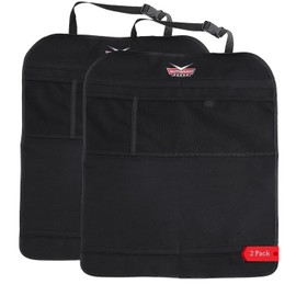 AutoMuko Kick Mats With Organizer - Premium Thick Waterproof Quality Seat Back Protectors - Extra Long Size with Adjustable Straps - Car Seat Back Protectors (2 Pack) 1 Year Limited Warranty