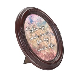 Cottage Garden My Whole Heart For My Whole Life Mahogany 5 x 7 Oval Shaped Wall And Tabletop Photo Frame