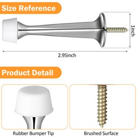 Chumia 24 Pack Door Stop Heavy Duty Solid Rigid Door Bottom Stoppers with Soft Rubber Tip Wall Mount for Protect Wall(Silver)