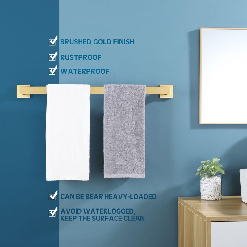 KOKOSIRI 24-Inch Single Towel Bar, Bathroom Kitchen Towel Holder, Wall