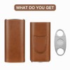 3-Finger Leather Cigar Case with Cutter Cedar Wood Lined Cigar