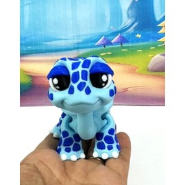 Articulating Tortoise, 3" 3D Printed Poseable Fidget Animal Figures, Colorful Tortoise Stress Relief Fidget Toy - AT001 (Blue)