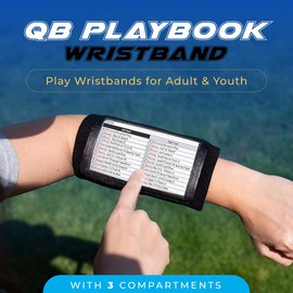 Pro Athletics QB Playbook Wristband - Football Quarterback Play Wristbands for Youth - Wrist Coach for All Sports with 3 Compartments (Yellow, Youth, 20-Pack)