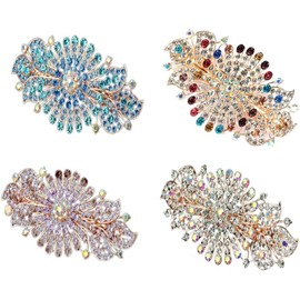 4PCS Exquisite Shiny Diamond Flower Spring Clip, Flower Barrettes, Vintage Hair Clips Rhinestones Bridal Hair Pins, Barrettes Hair Clasps (Style 1, One Size)