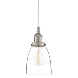 Linea di Liara Fiorentino Large Glass Pendant Light Fixture Modern Farmhouse Bell Shaped Kitchen Pendant Lighting Over Island Brushed Nickel Pendant Light Shade Over Sink Lighting, Bulb Included