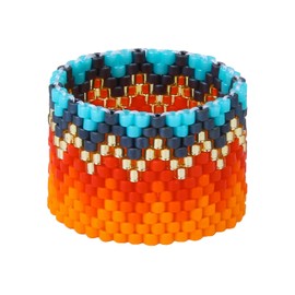 KELITCH Band Rings Woman Stackable Rings Weave Round Ring Multicolor Beads Rings Holiday Jewelry (Red 04A)