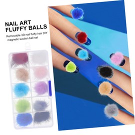 Minkissy 10pcs Detachable Nail Plush Fluffy Magnetic Manicure Accessories for Creative Nail Art Easy to Use and Remove for Beginners and Professionals