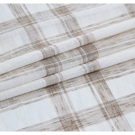 Randall White Brown Window Curtain Panel Pairs 108 Inches Long for Living Room Linen Blend Semi Sheers Grommets Top Rustic Farmhouse Style Window Treatment Drape Sets for Bedroom 54"x108"x2