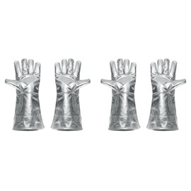 HARFINGTON 2Pair A333-1 Aluminized Welding Gloves 16" Fire Heat Resistant Long Sleeve BBQ Grilling Gloves for Welding Fireplace Oven Baking Garden