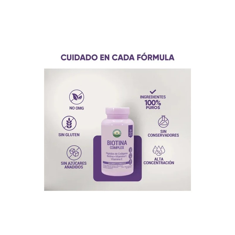 Biotina Complex Pasiguaro con Colágeno Hidrolizado, MSM y Vitaminas para