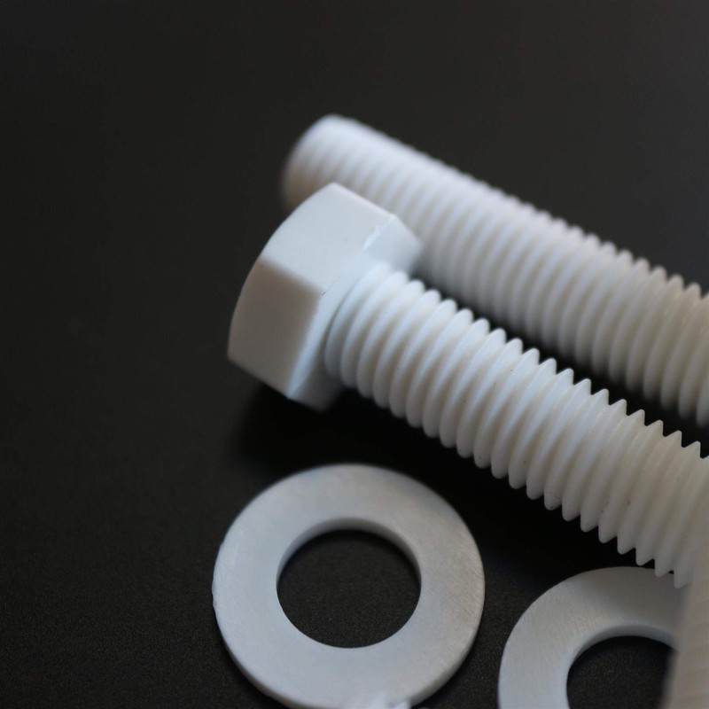 10x White Hex Head Screws Polypropylene (PP) Plastic Nuts and