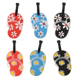 VIOCIWUO Flip-Flops Luggage Tags 6Pcs, Travel Suitcase Tags Summer Beach Luggage Tags Series Identify Label with Loop for Bag Backpack