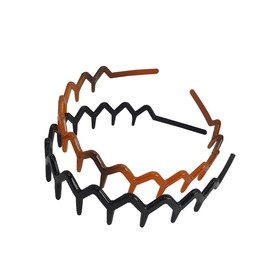 DMtse Set Of 4 X Zig Zag Sharks Tooth Hair Plastic 4 Color Styles Decor Wide Hairstyle Headband Hair Comb Hoop For Men Woman