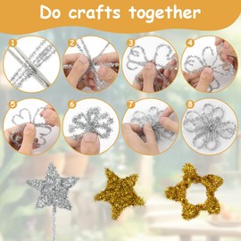 Ainiv 200PCS Pipe Cleaners for Craft, 30cm Glitter Gold and Silver Crafting Pipe Cleaners, Fuzzy Sticks Craft Supplies, Chenille Stems for DIY, Arts & Crafts for Creative Handmade DIY Decorations