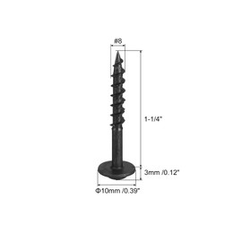 sourcing map #8 x 1-1/4" Round Washer Screws - 50pcs - Torx/Star Drive Head Wood Screws for Construction, Cabinets and Furniture, Black