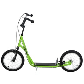 Youth Scooter Kick Scooter with Adjustable Handlebar, 16" Wheels, Brakes and Inflatable Tires, Light Green