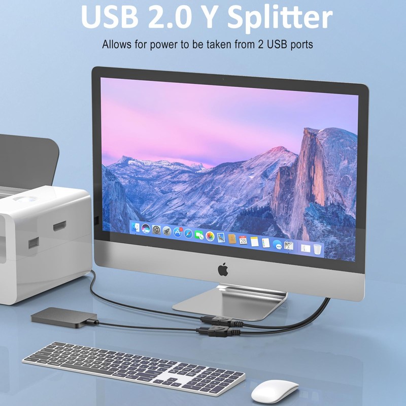 Usb splitter Male to Dual USB Female Cable Adapter, for