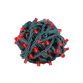 Novelty Lights 50 Light LED Twinkle Christmas LED Mini Light Set, Red, Green Wire, 25 Feet