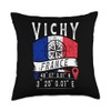 Vichy France Flag GPS Coordinates Of Vichy Throw Pillow