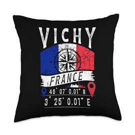 Vichy France Flag GPS Coordinates Of Vichy Throw Pillow