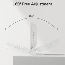 JISULIFE Small Desk Fan, Portable Travel with 2000mAh Battery, USB Rechargeable Folding Design for Flexibility, Strong Quiet Wind with 4 Speed Modes, Ideal Gifts for Office/Home/Camping - White