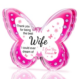 Gifts for Wife, Wife Birthday Christmas Gift Ideas - Acrylic Butterfly Plaque Wife Gift 4.33 × 3.26 × 0.47 inch, To My Wife Valentines Day Thanksgiving Anniversary Christmas Birthday Gifts for Wife