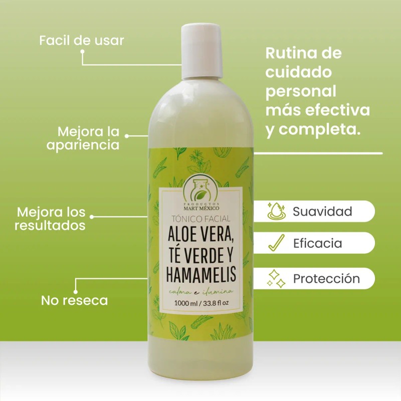 Productos Mart Mexico Tónico Facial Aloe Vera Hamamelis Verde