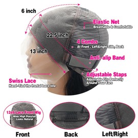 Lzlefho 34 Inch 13x6 Body Wave Lace Front Wigs Human Hair Pre Plucked 250% Density HD Lace Frontal Wig Human Hair For Women Body Wave Glueless Wigs With Baby Hair