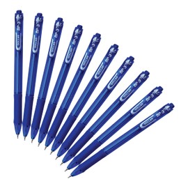 DOLLAR BP-3 Retractable Ballpoint Pens, BLUE, Pack of 10, Fine Point (0.7mm), Smooth Ball Pens, Comfort Rubber Grip, Perfect for School Office Home Business Hospital Nurse Everyday Use