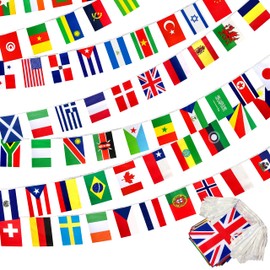 KERDA 224 Countries International String Flags Banners of The World,Decoration for Olympic,School,Bar,Sports Events,Grand Opening,8.2x5.5 Inch,230 Feet