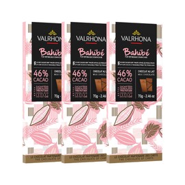 Valrhona Milk Chocolate BAHIBE 46% Cacao Tasting Bars. Gourmet French Chocolate. Single Origin Dominican Republic. For Eating, Baking, Frostings, Cookies, Cakes and Brownies. Kosher 70g (Pack of 3)