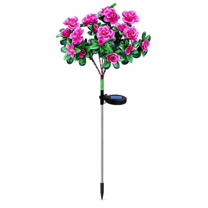 2-Pack Solar Azalea Flower Garden Lights, IP65 Waterproof Outdoor Decorative