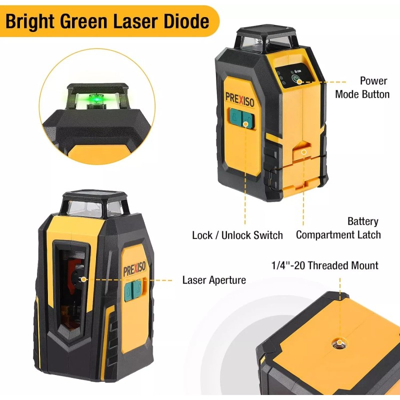 PREXISO 100Ft 360° Laser Level with Tripod Self Leveling Cross