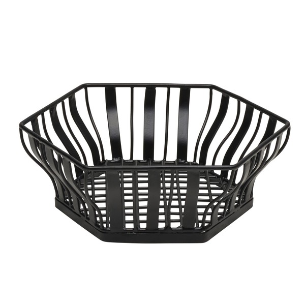 Gourmet Basics by Mikasa Hex Fruit Basket, 11 Inch, Black