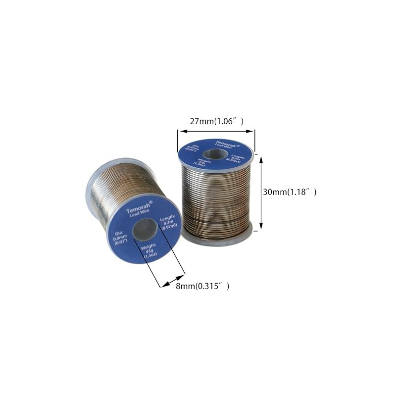 Temorah Lead Wire for Fly Tying Materials, 0.02"(0.5mm)