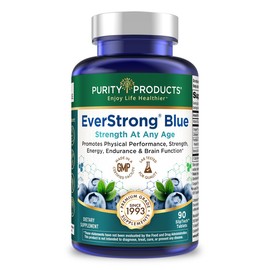 Purity Products EverStrong Blue Strength Building + Brain Boosting w/Muscle Matrix Blend ft. Creatine Monohydrate + More, PurityBlue Organic Blueberry Complex, 1000 IU Vitamin D3-90 Tablets