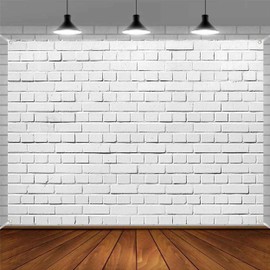 Atlastrip White Brick Wall Backdrop 10x6 FT Backdrops Vintage White Stone Wall Background Polyester Portrait Photo Booth for Adults Office Kids Birthday Graduation Party Home Decoration Banners