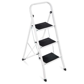Best Choice Products 3- Step Steel Ladder, Folding Portable Step Stool w/ Non Slip Rubber Feet, Rubber Foot Pads, 330lb Capacity