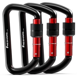 FresKaro 2020 3 Inch Snap Hook Locking Weight Class 1224 kg Aluminium Screw Carabiner for Hammocks, Yoga Swing, Camping, Keychain, Dogs Lock, Black, black, m