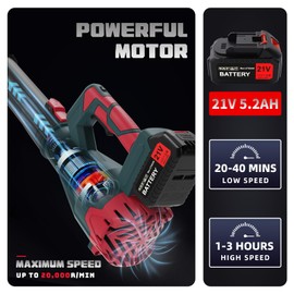 TOWIAC 580CFM Cordless Leaf Blower, 6-Speed Electric Lawn Blower with 2x4.0Ah Battery & Charger, Lightweight Patio Cleaner for Leaves, Snow, and Debris