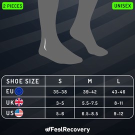 Feel Recovery 1 Pair Sports Compression Socks Men/Women - Compression Socks Running, Crossfit, Football - Elastic Cuffed Socks Running and Sports - High Socks with Breathable Merino Wool, black