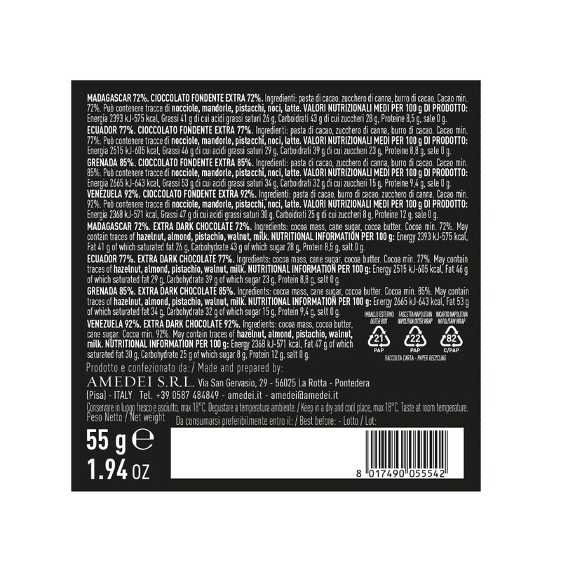 Amedei Selezioni - 12 Napolitains Extra Dark Chocolate 70% -