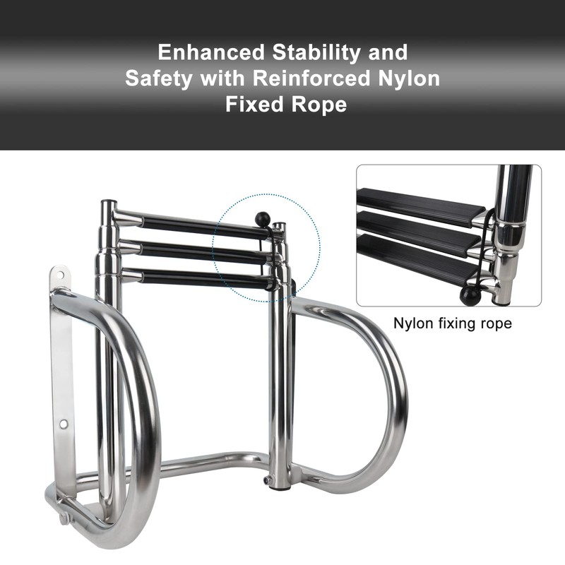 Manumarine 3 Step Pontoon Boat Ladder, Pontoon Ladders for Pontoon