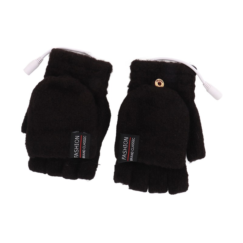 USB Heated Gloves Electric Half Hands Double Sided Heating Warm