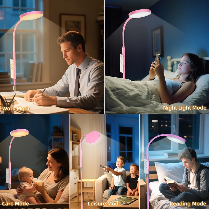PACOVY Floor Lamp, Adjustable Height Floor Lamps for Living Room