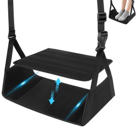 Upgraded Wide Airplane Foot Hammock (Portable Adjustable Leg Rest with Removable Hardboard - Perfect Travel Essential for Long Flights) Removable Footrest Adjustable Travel Hammock for Comfortable Air