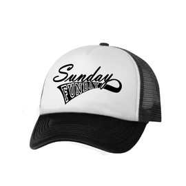 Sunday Funday Truckers Mesh Snapback hat in White/Black - One Size