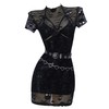 MEOWCOS Women's Cocktail Dress Set Gothic Punk Halter Backless Dress