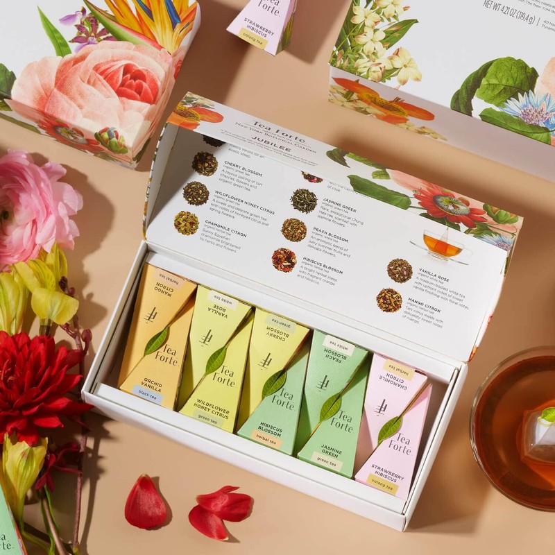 Tea Forte, Jubilee Petite Presentation Sampler Gift Box, Pyramid Infusers
